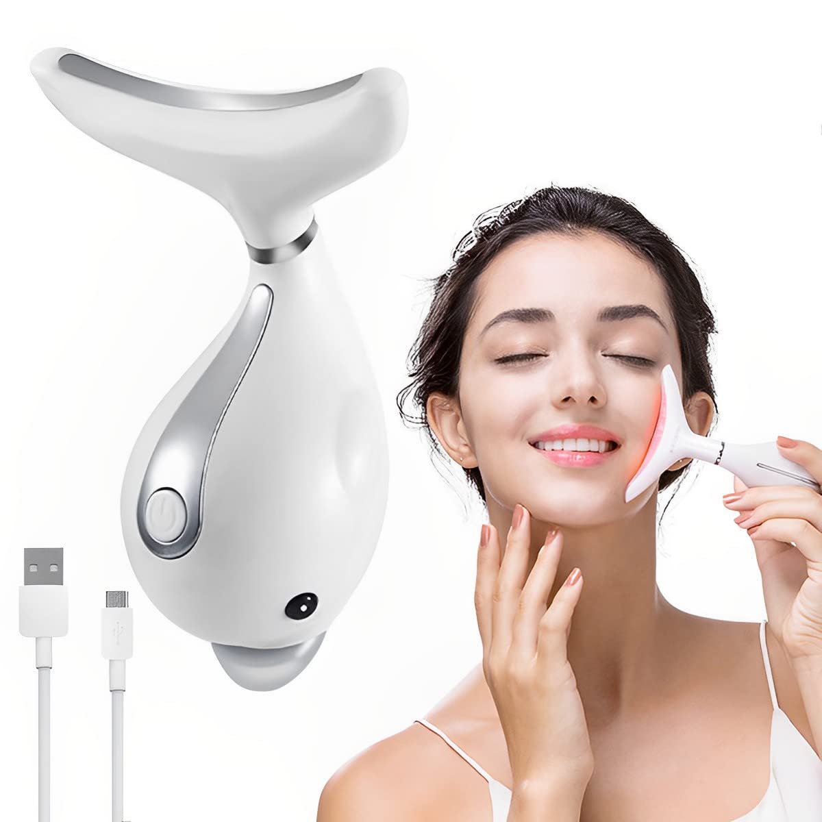 HANNEA Face Massager for Neck Lifting and Wrinkle Reduction with EMS Microcurrent | USB Rechargeable 500mAh Design