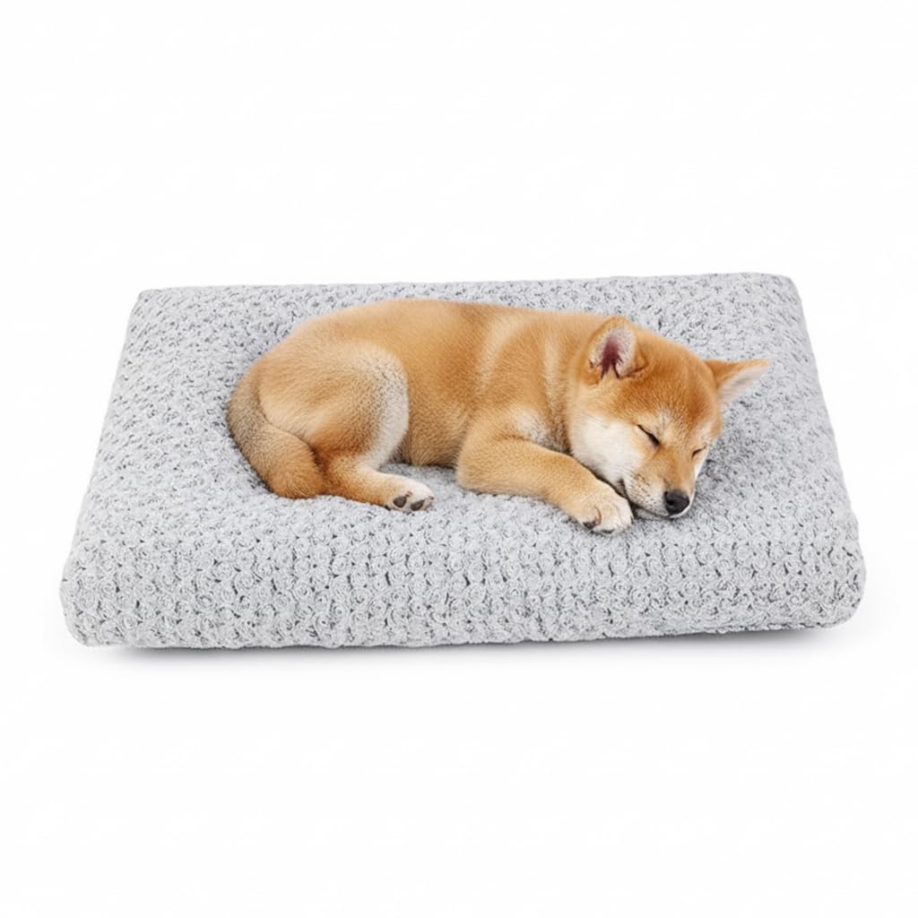 Qpets Dog Bed for Winter Comfort with Thermal Insulation and Waterproof Anti Slip Bottom | Plush Rose Pattern Mat Machine Washable