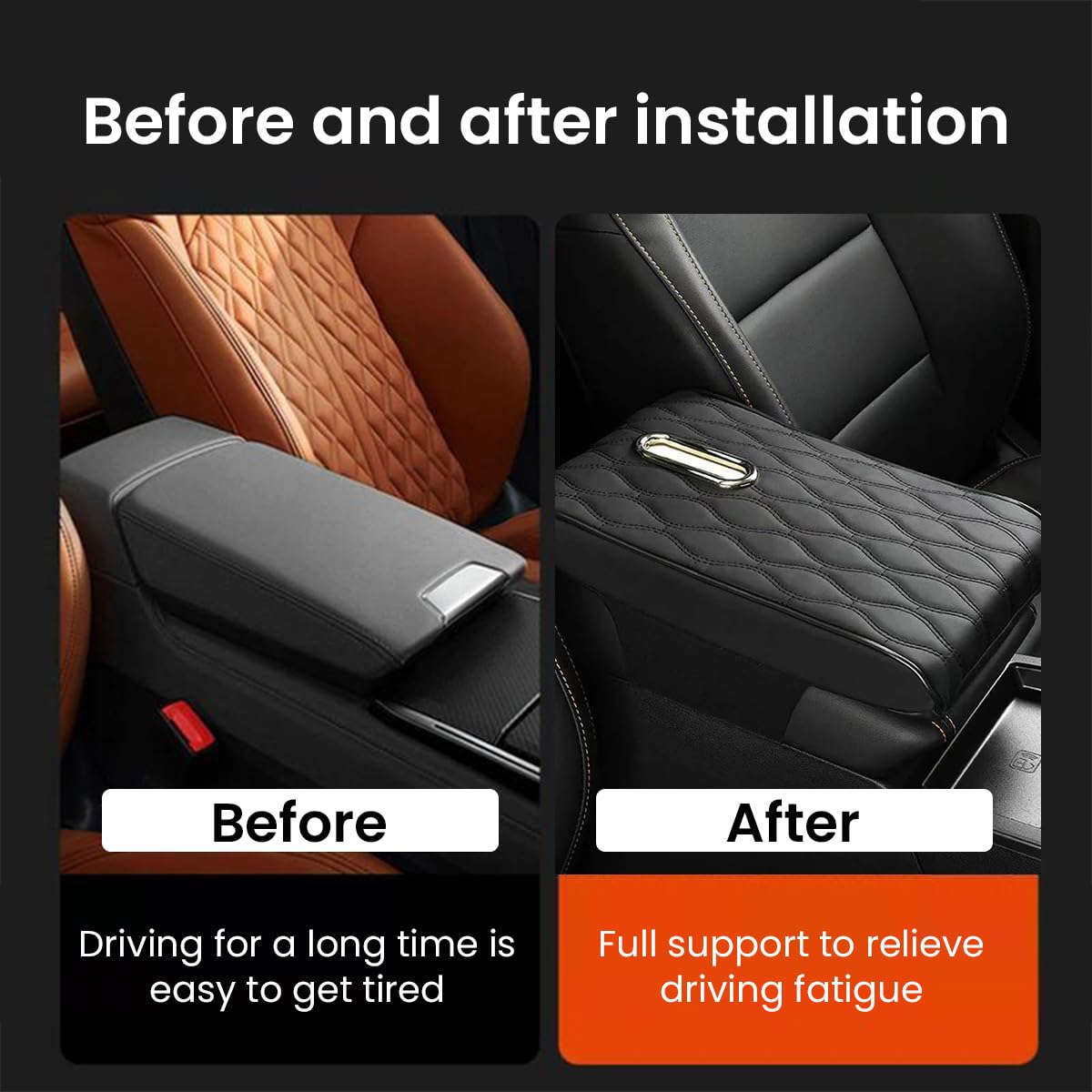 STHIRA Leather Armrest for Car with Ergonomic Memory Foam Support | Universal Fit Cushion