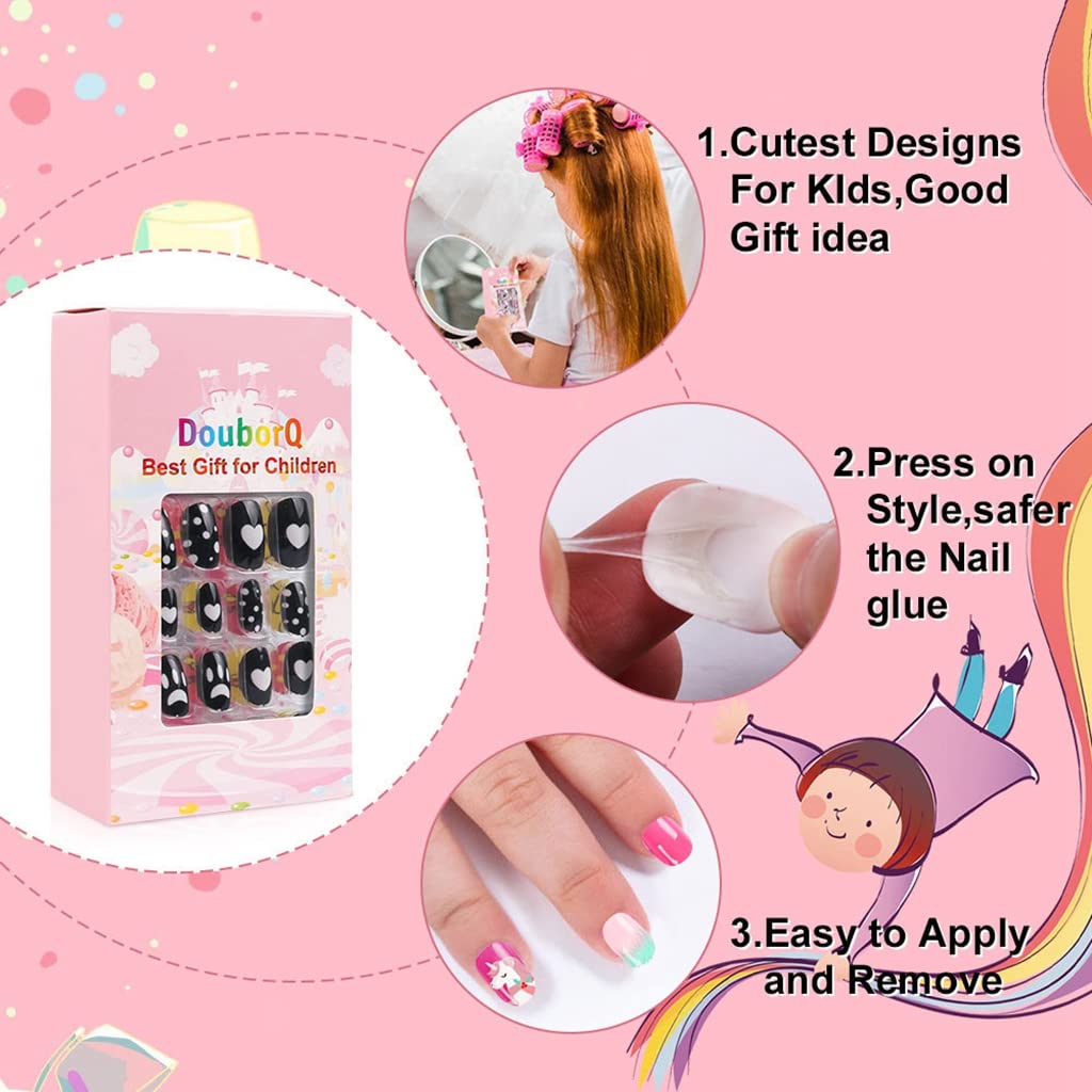 MAYCREATE Nail Art Kit for Kids with 120pcs ABS Fake Nails for Girls | Fun Gift Idea