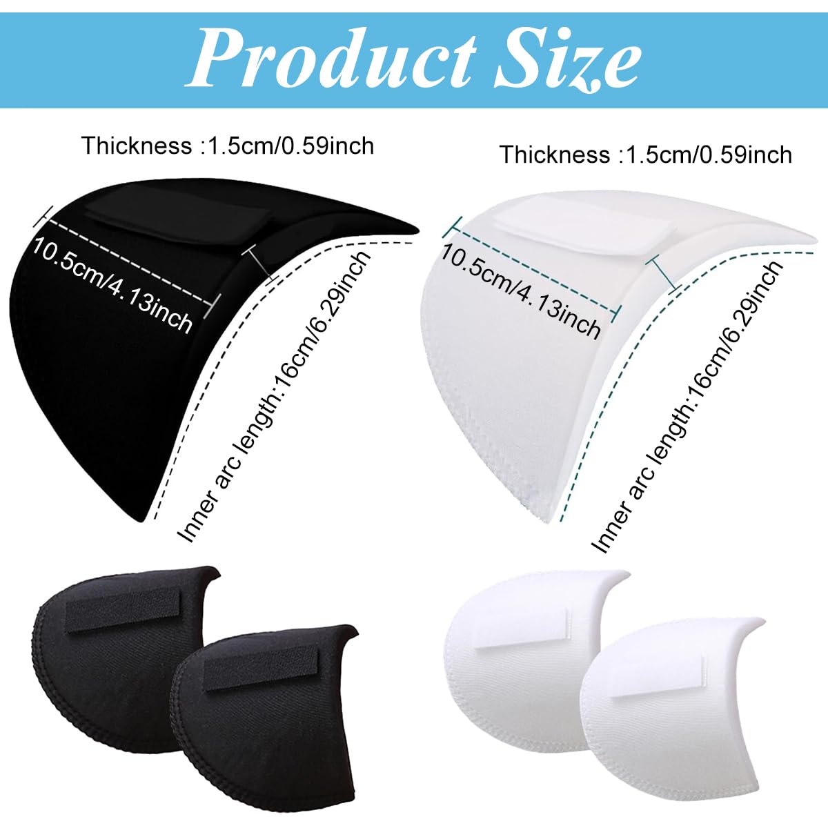 HANNEA Shoulder Pads 2 Pair Set for Blazers featuring 0.59 in Thickness Sponge | No Sew Anti Slip Design