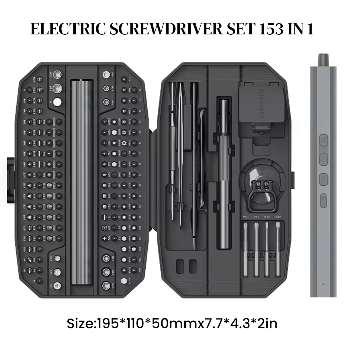 Serplex® Cordless Screwdriver Precise Electric Screwdriver Set of 153Pcs 5.0 Nm Torque Bidirectional Electric Screwdriver with 130 Bits Screwdriver 650mAh USB Rechargeable Electric Screwdriver