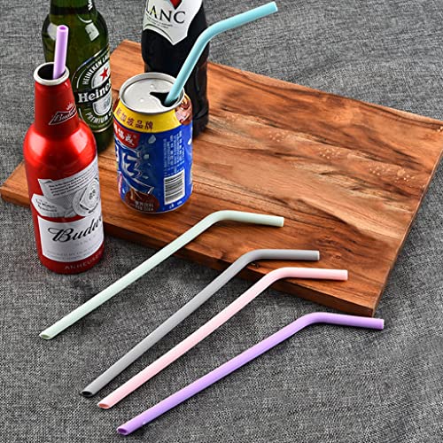 HASTHIP® 5Pcs Reusable Silicone Straws, 9.8inch Portable Straws Extra Long Flexible Kids/Toddlers Straws for 20 oz 30 oz Water Glasses with Cloth Bag and Cleaning Brush