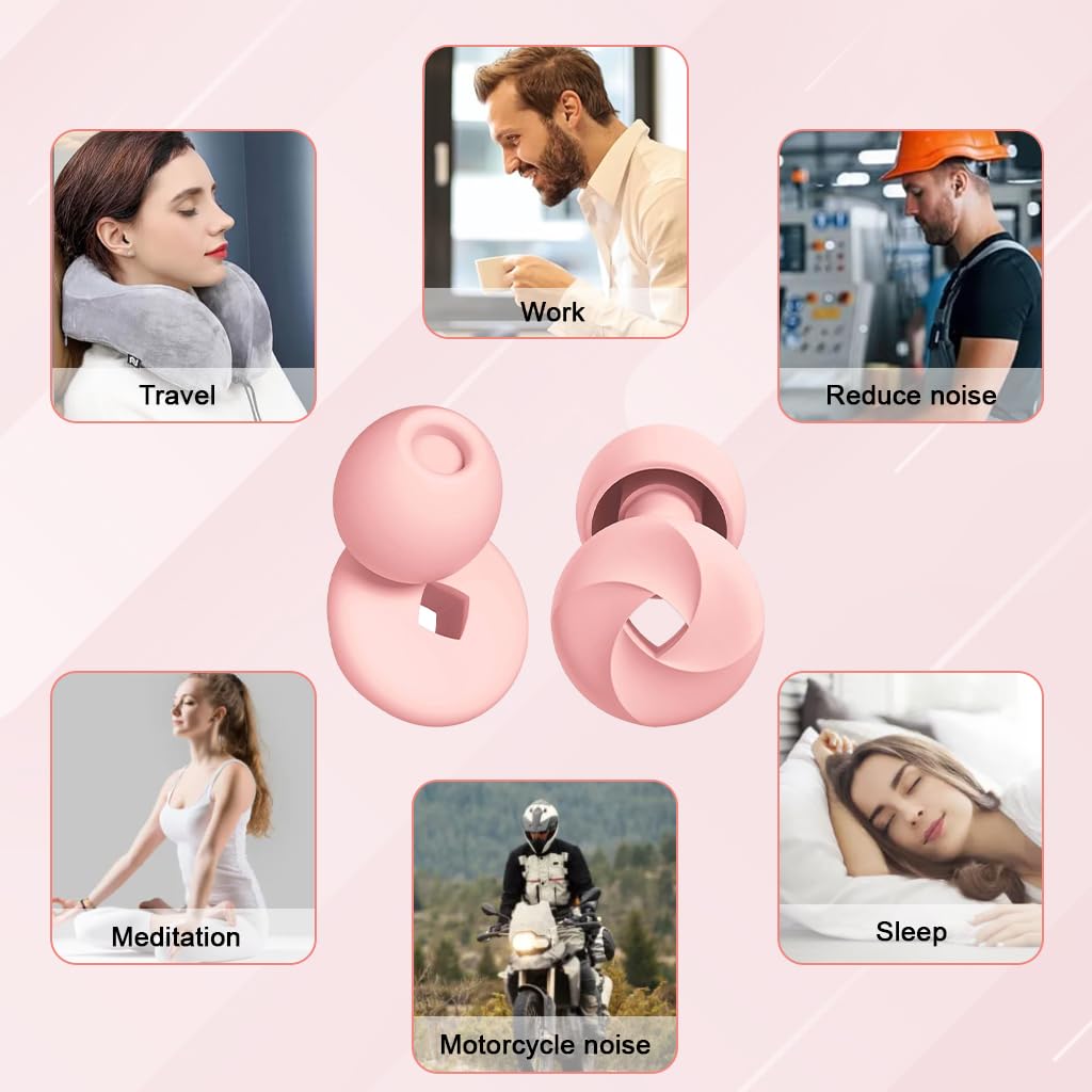 ZIBUYU Ear Plugs for Noise Reduction with 33dB Protection and Soft Silicone Ring Design