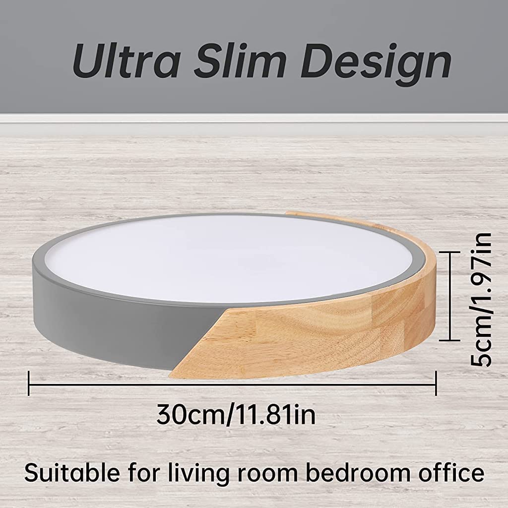 ELEPHANTBOAT LED Ceiling Light for Home featuring 24W 3000K Warm White Acrylic Shade | Wooden Frame