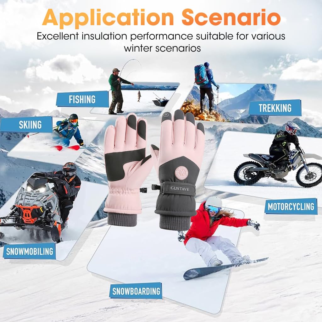 GUSTAVE Winter Gloves for Women with Touch Screen Fingertips and Anti Slip Palm | 26cm Warm Fluff Lining