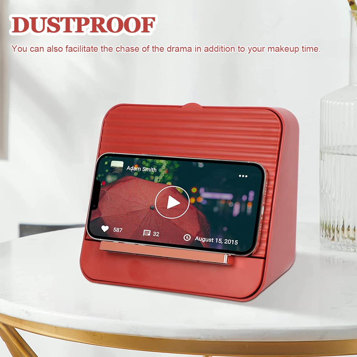 MAYCREATE Lipstick Organizer for Dresser with 12 Slots and Flip Open Lid | ABS Jewelry Drawer Storage Box