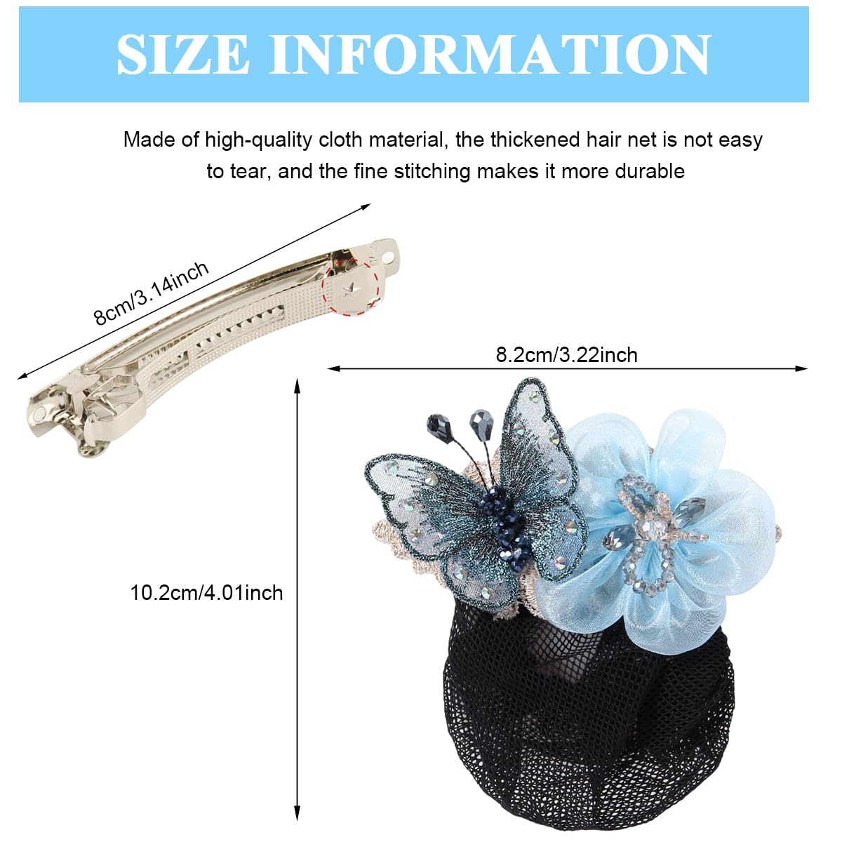 MAYCREATE Women Hair Clip for Work and Daily Wear featuring Alloy Spring Clip | Blue Bun Net for Dancer and Nurse
