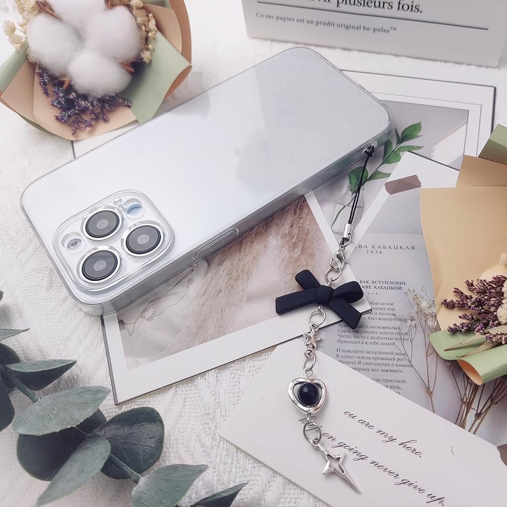 ZORBES Phone Charms Set for Girls with Hanging Loop Acrylic Metal Chain | 4Pcs Gift Accessory