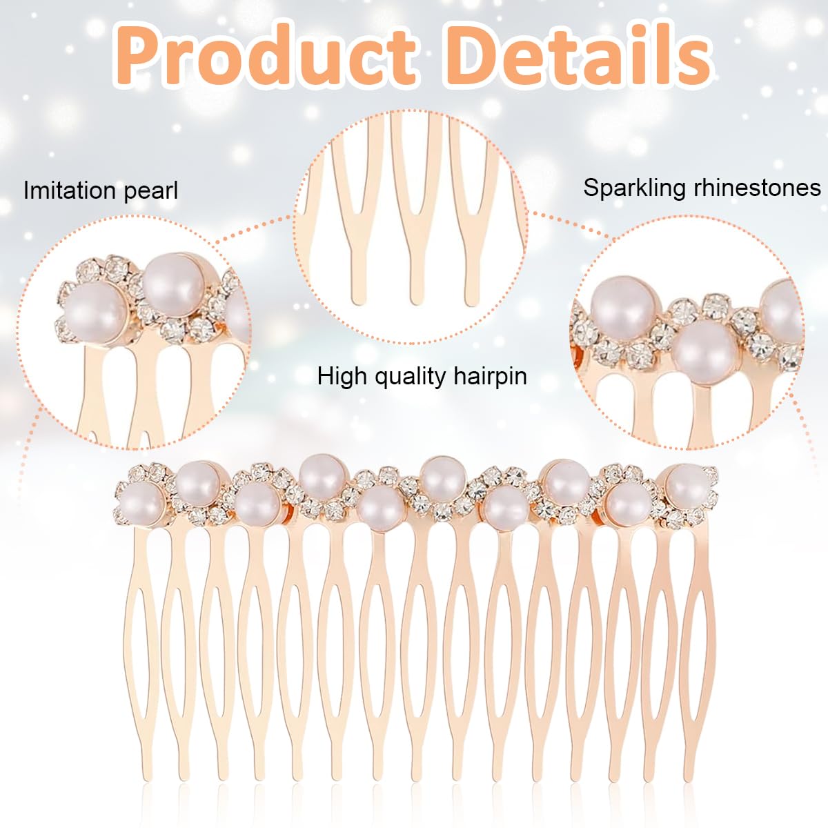 PALAY Hair Clips for Women with Pearls and Rhinestones | Rose Gold Metal Set of 2