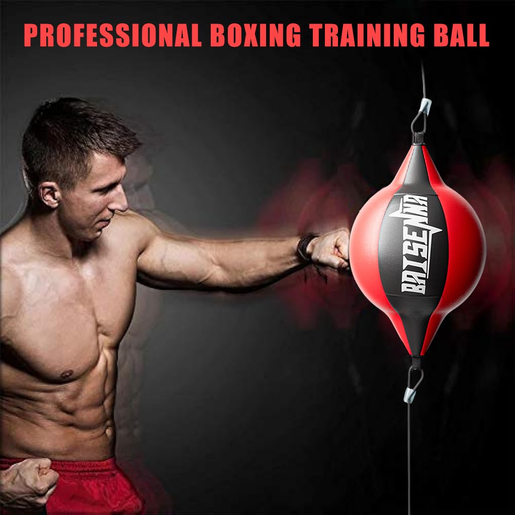 Proberos Boxing Training Ball Kit for Agility and Reaction Practice with Elongated PU Speed Bag and Stretchy Lines | Includes Hand Pump and Hooks