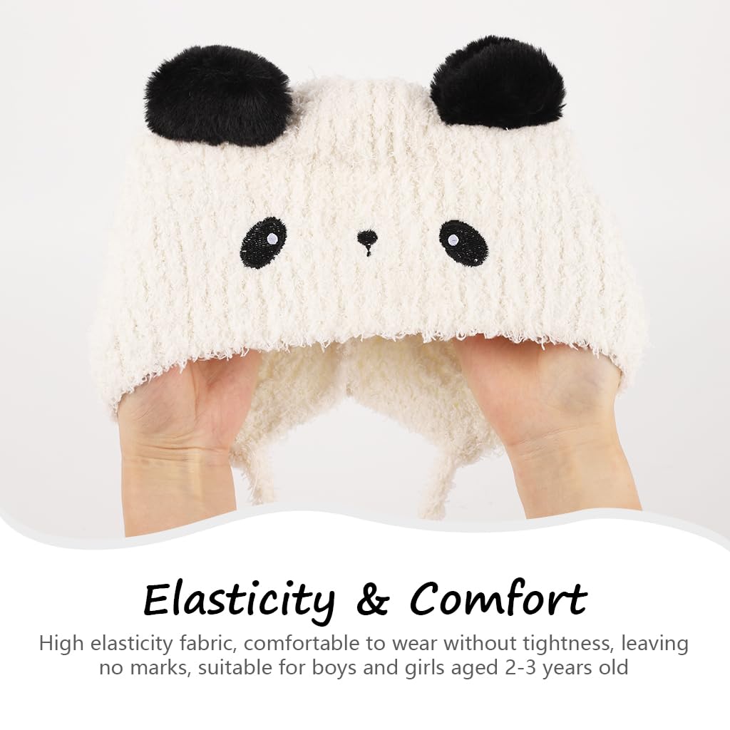 SNOWIE SOFT Panda Baby Winter Cap for 6–36 Months with Chin Strap and Plush Ears | Warm Knitted Beanie for Outdoor Use