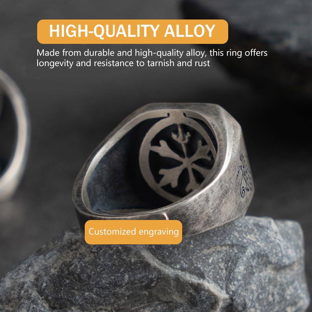 SANNIDHI Vintage Rings for Men and Women featuring Eye of Horus and Anubis Design | 2pcs Adjustable Alloy Engraved Set