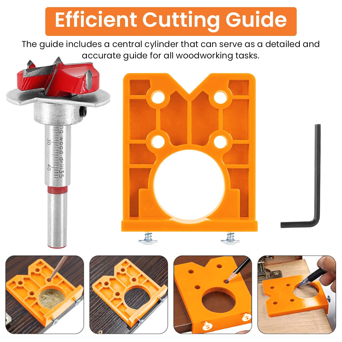 Serplex Hinge Hole Drilling Guide for Cabinets featuring 35mm Position Hole | 3PCS Jig