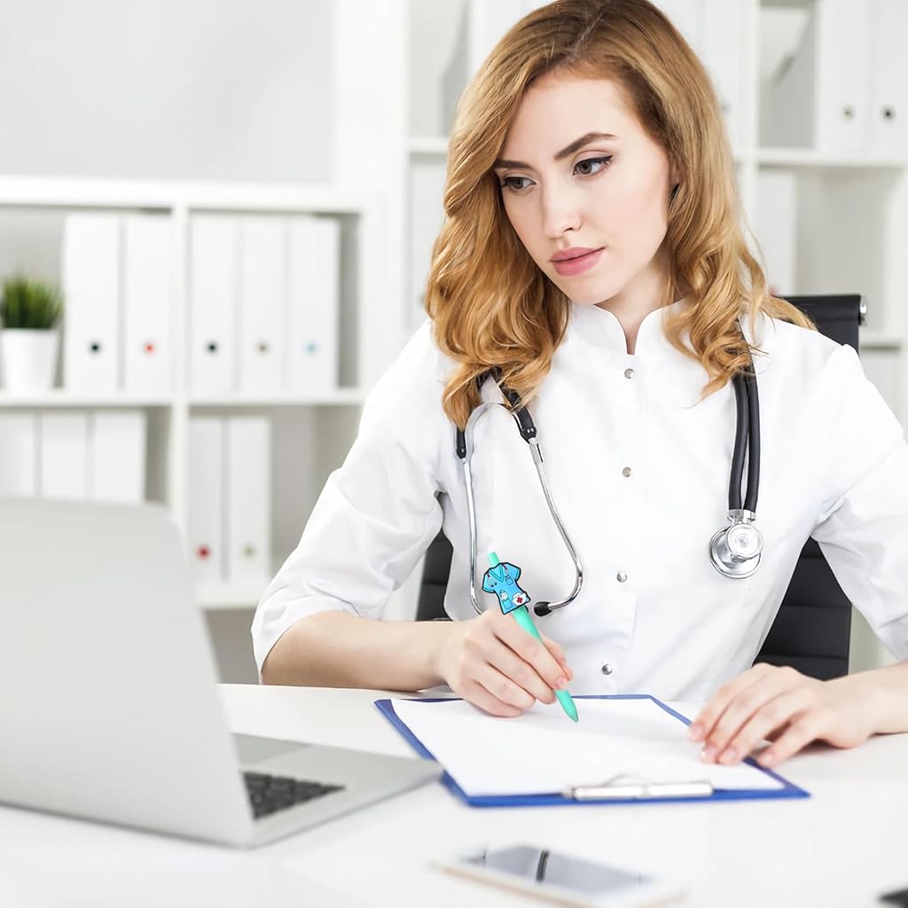 Climberty® 6Pcs Nurse Writing Pens Portable Click Pens Retractable PVC Cartoon Charm Colorful Top-Click Pens Writing Pens Office School Stationeries