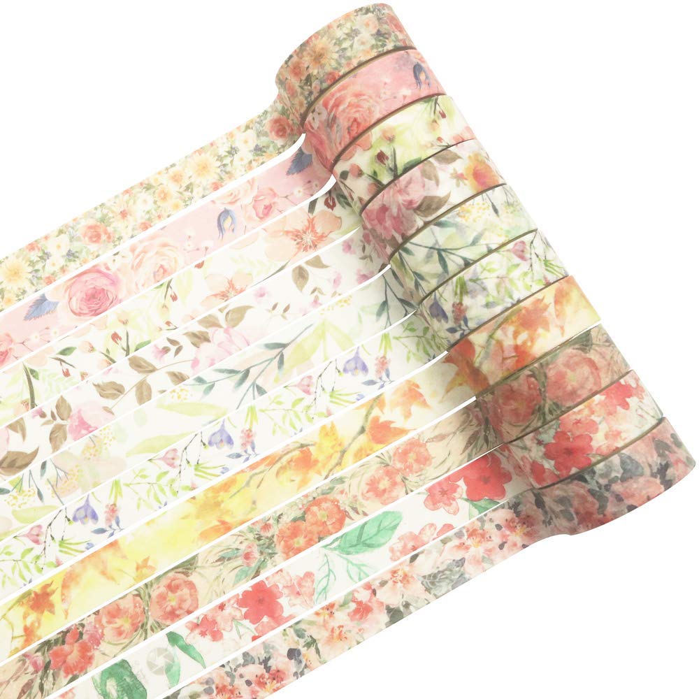 HASTHIP® 10 Roll Spring Flower Washi Tape Set Masking Decoration Tape(Warm Color)