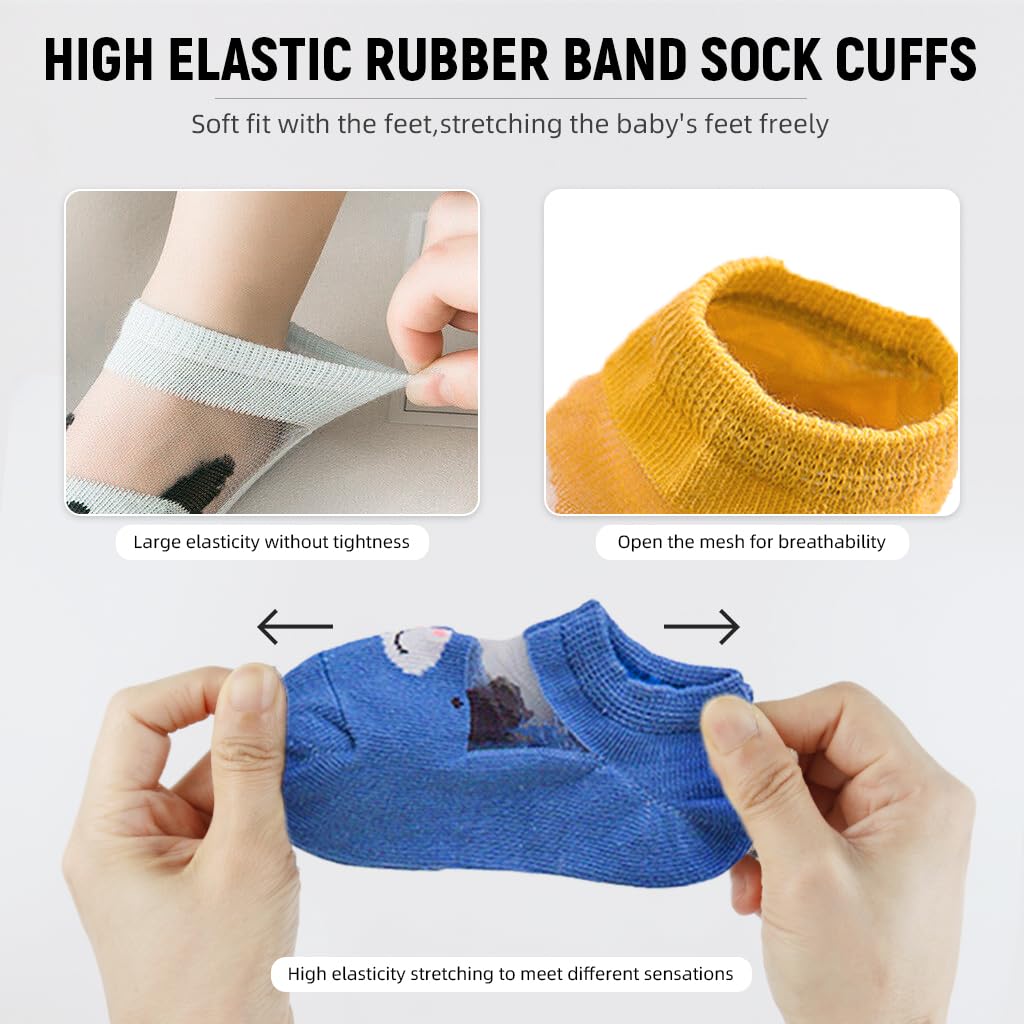 SNOWIE SOFT Toddler Socks for Boys featuring Breathable Cotton Mesh and Cute Cartoon Designs | 5 Pairs for Kids 1–3 Years