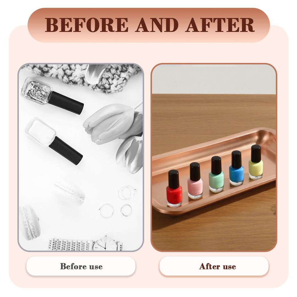 HASTHIP Stainless Steel Jewelry Organizer Trays for Dressers with Dual Colors 12.5x17.9cm | Silver and Rose Gold Rectangular Storage for Vanity or Kitchen