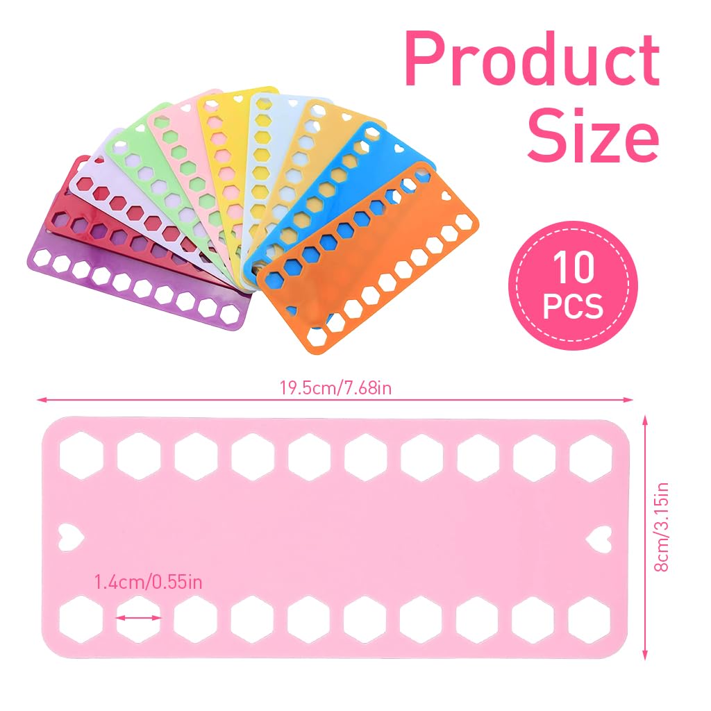 HASTHIP Embroidery Thread Cards for Cross Stitch with Dual Row 20 Slots | 10 Color Plastic Set
