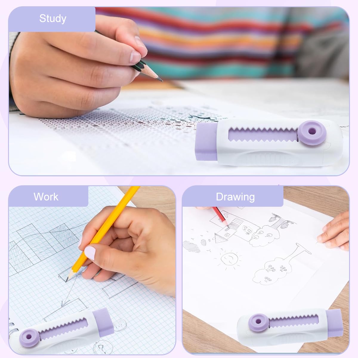 Climberty Erasers for School and Office with 4 Refills featuring Retractable Refillable Design