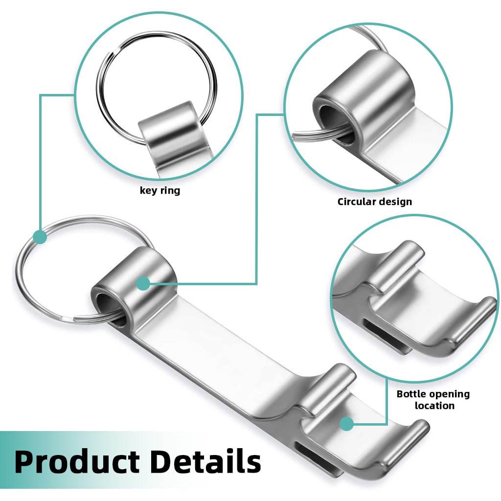 Supvox Bottle Openers for Parties and Camping with Keyring Portable Design | 5Pcs Sleek Silver Aluminum Alloy Set