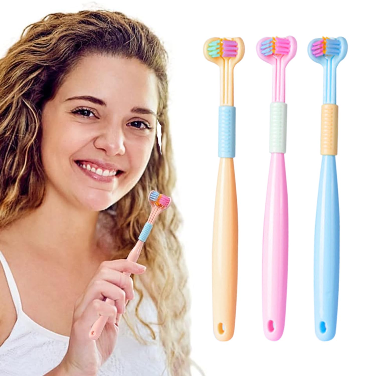 HANNEA® 3Pcs Kids Toothbrush Multi-sided Bristles Toothbrush Soft Bristles Toothbrush with Intergrated Tongue Scraper Autism Toothbrush Dental Care Toothbrush