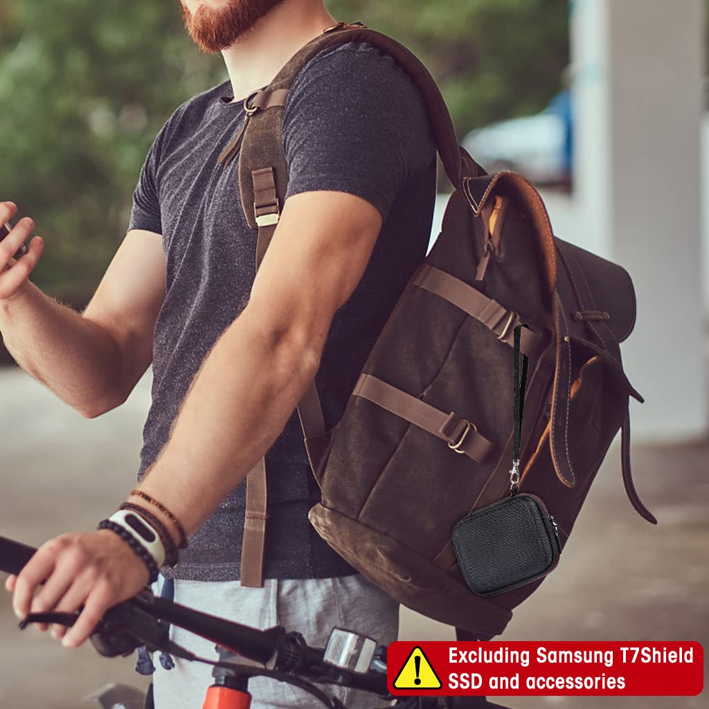 Zeitel Carrying Case for Samsung T7 Shield SSD featuring 5.51×3.93×1.37 in EVA Protection | Black Travel Storage Bag