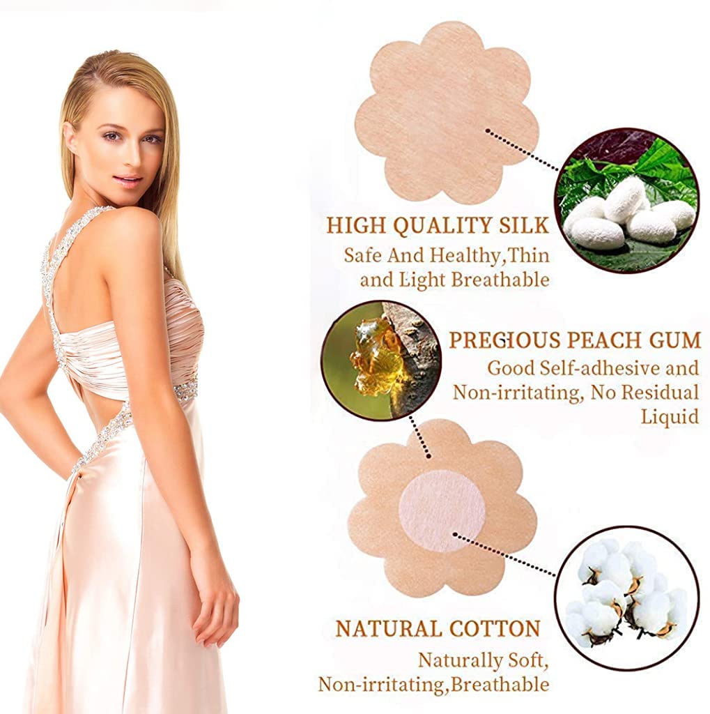 MAYCREATE Boob Tape for Backless and Strapless Outfits with 10 Nipple Covers | 16 ft Cotton Spandex Lift