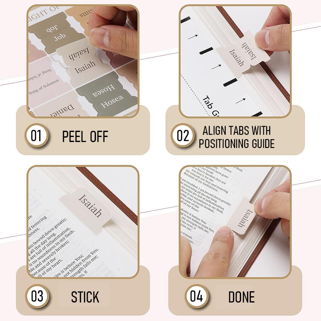 Climberty OFIFO Bible Tabs for Study and Journaling with 75 Laminated Boho Index | 3.5x3.5cm