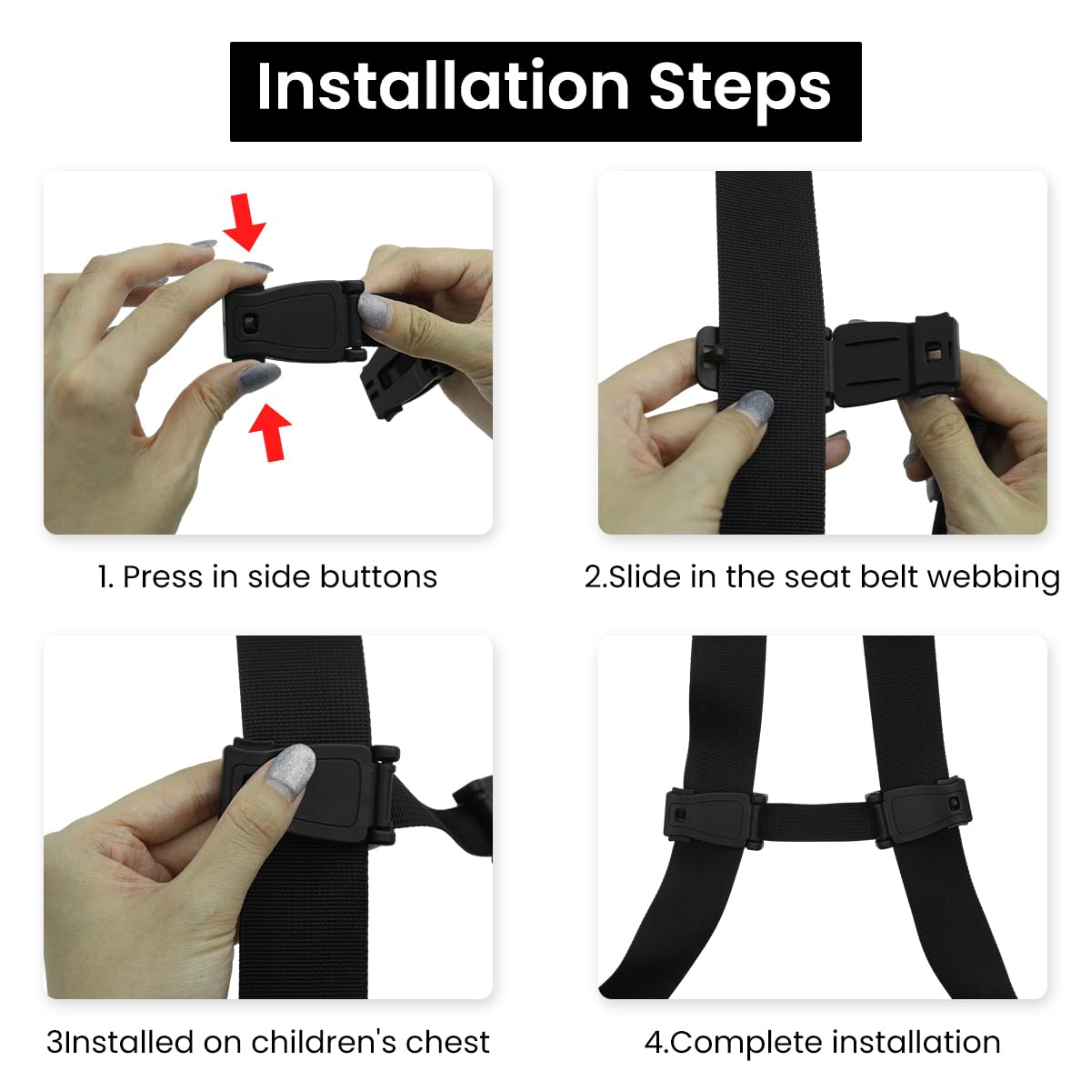 SNOWIE SOFT Safety Buckle Strap for Child Car Seat featuring Quick Release Clips | Secure Chest Harness for Baby Strollers