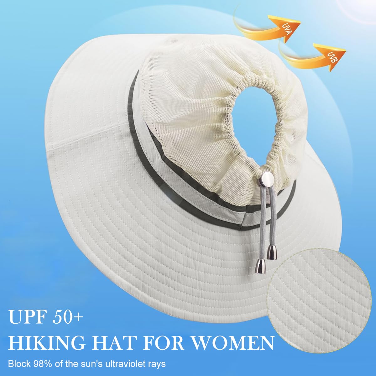 Zibuyu Women's Hiking Hat for Outdoor Sun Protection with 9cm Wide Brim and Mesh Design | Quick Dry UPF 50 Beige