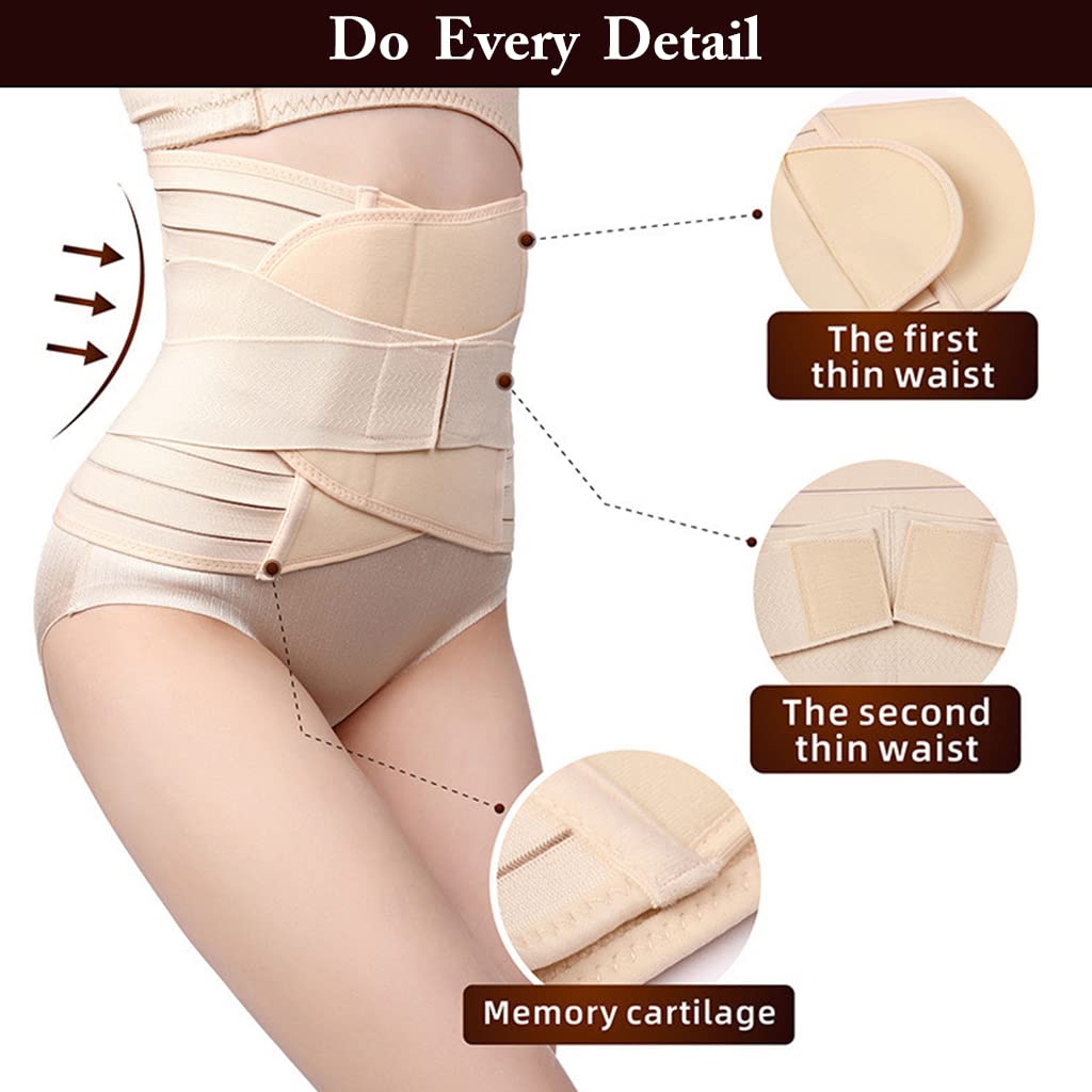 PALAY Postpartum Support Waist Trainer Women Corset Waist Relief Body Shaper Girdle Recovery Belly/Waist/Pelvis Belt Shapewear Slimming Girdle, Beige 55-70kg-XL (Recommend)