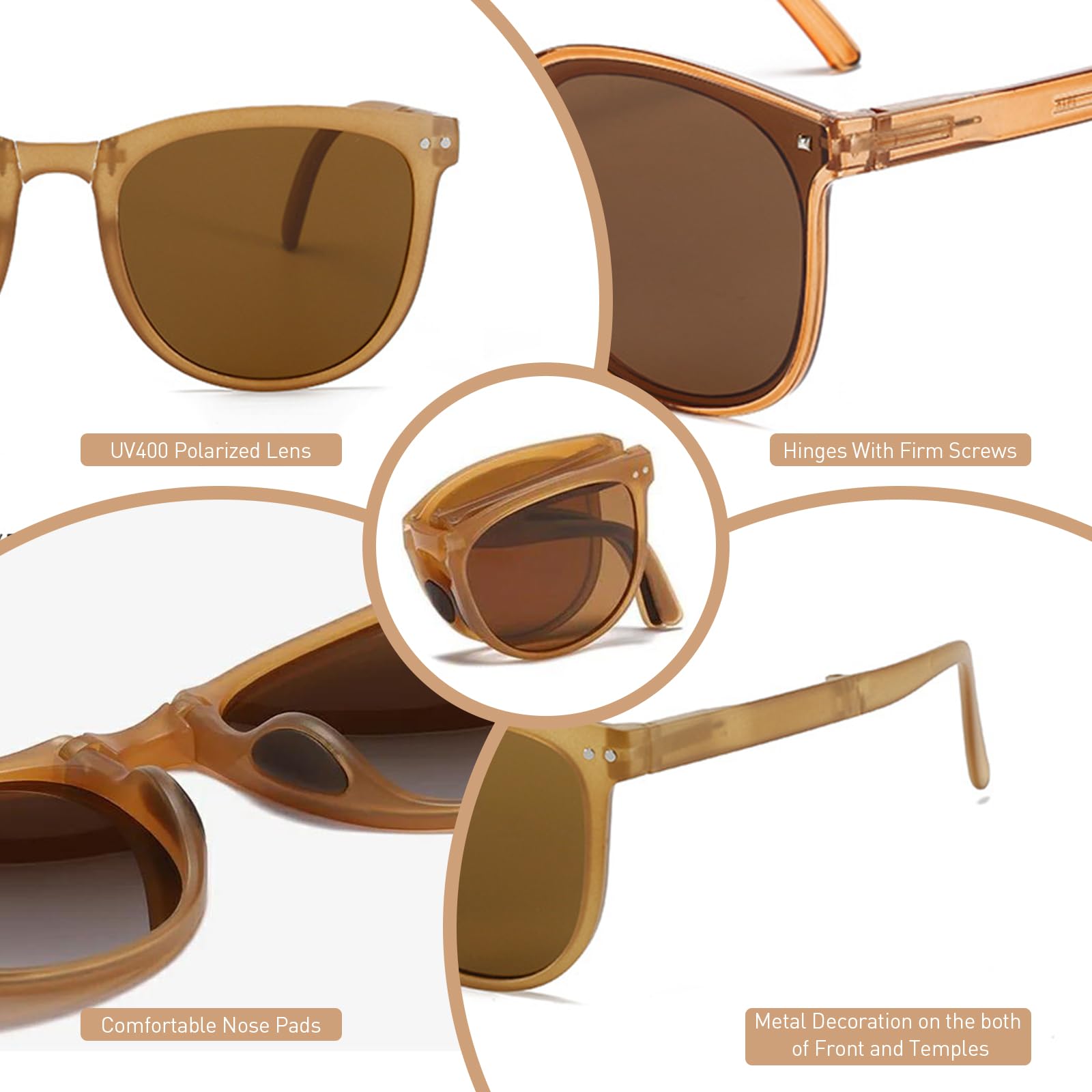 GUSTAVE Womens Foldable Sunglasses for Driving and Beach with UV Protection | Lightweight Frame