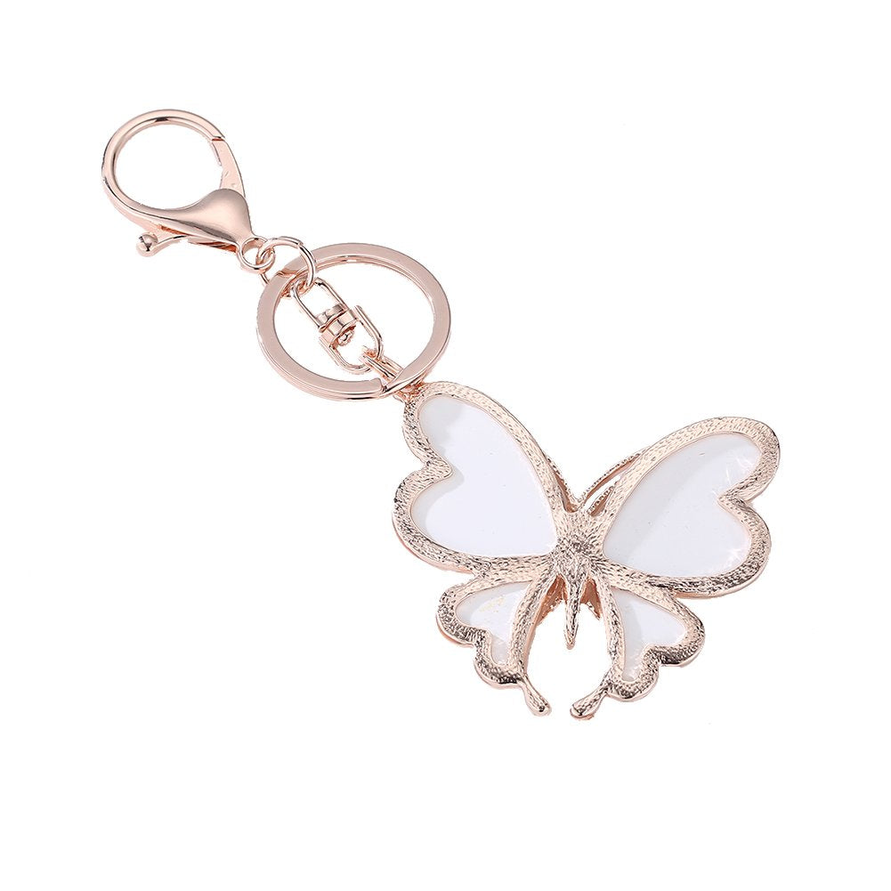 PATPAT Creative Butterfly Zinc Alloy Rhinestone Crystal Purse Bag Key Chain Ring for Men and Women