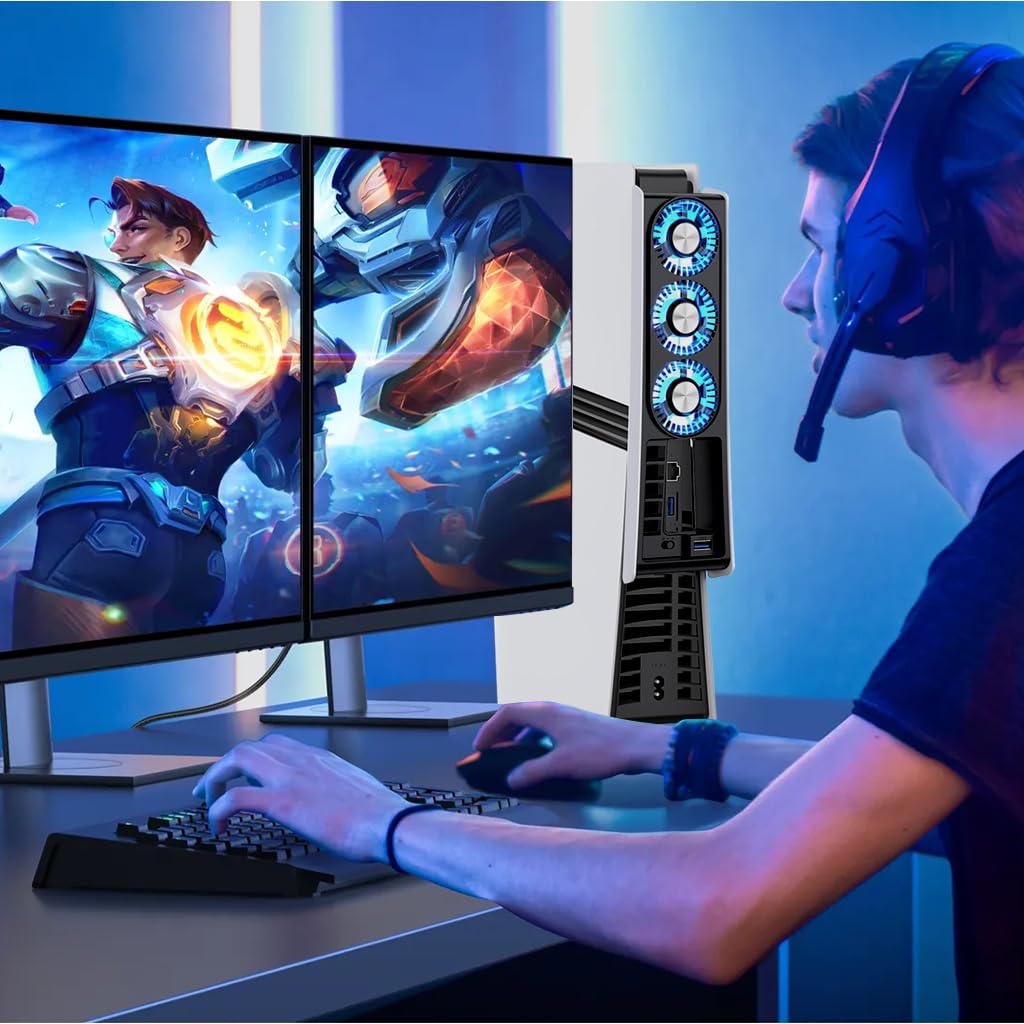 ZORBES USB Cooling Fan for PS5 Pro with Triple Fan Design and LED Blue Light | Low Noise