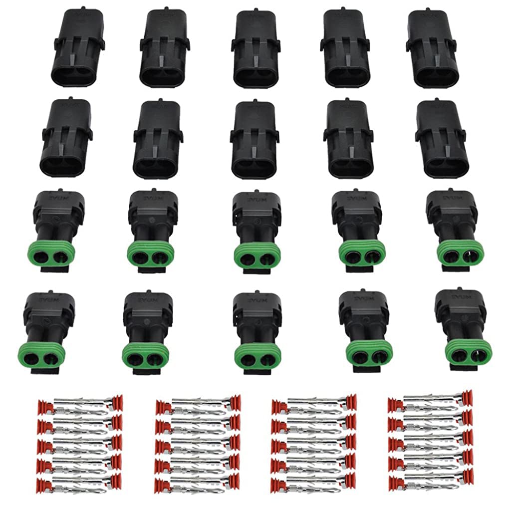 HASTHIP® 10 Set 2 Pin Automotive Electrical Connectors,Quick Connect 2 Pin Wire Connectors for 20 to 14 AWG Wires,2.5mm Series Waterproof Connector Electrical Socket