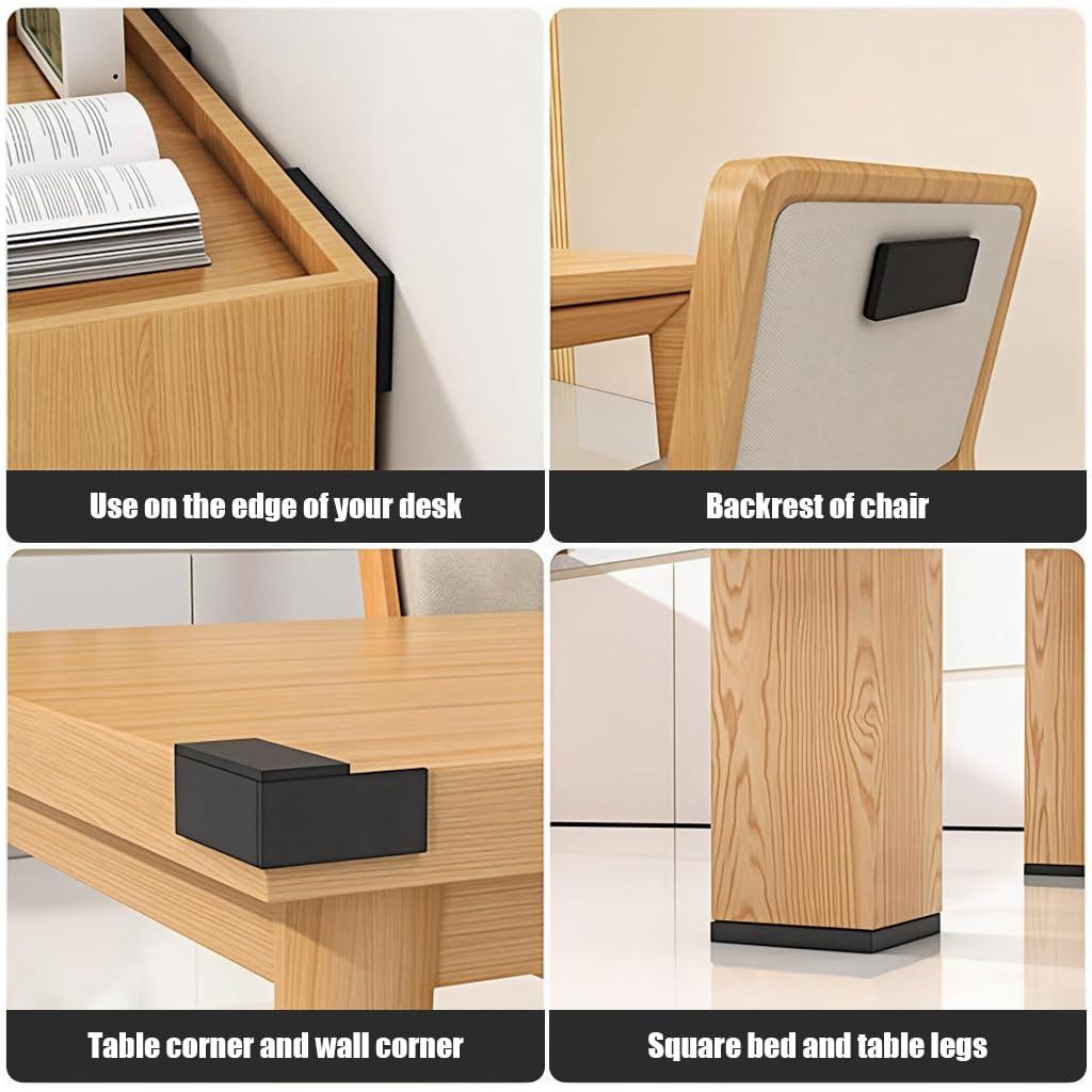 Serplex Furniture Wall Protectors for Bed and Chair with EVA Foam and Felt Pads 20Pcs Black