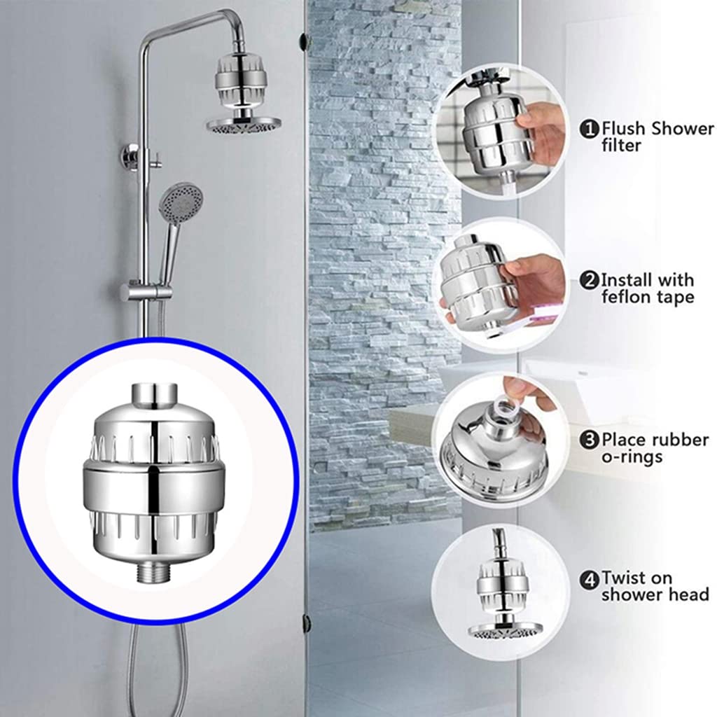 HASTHIP Replacement Water Filter Cartridge for Shower Head with 15 Layer Filtration | Set of 2 White