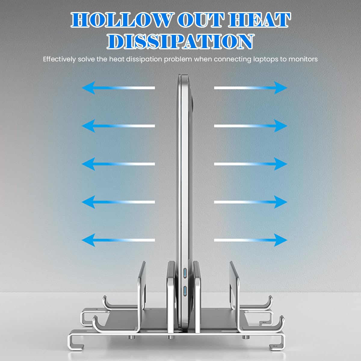 ZORBES 3 Slot Vertical Laptop Stand for Desk Organization with Adjustable Spacing and Stainless Steel Frame