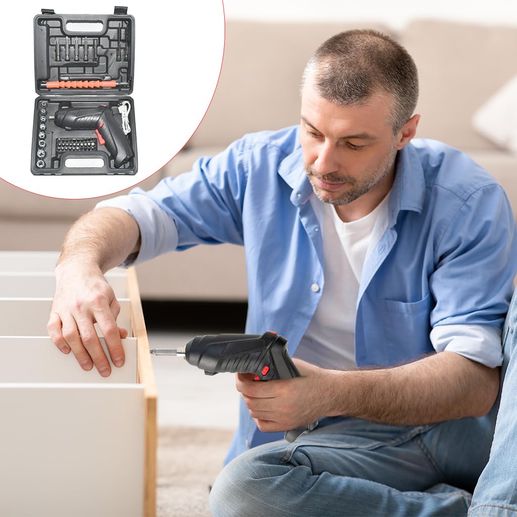 Serplex Electric Screwdriver Set 47 Pcs for Home Projects with Swivel Handle and LED Light