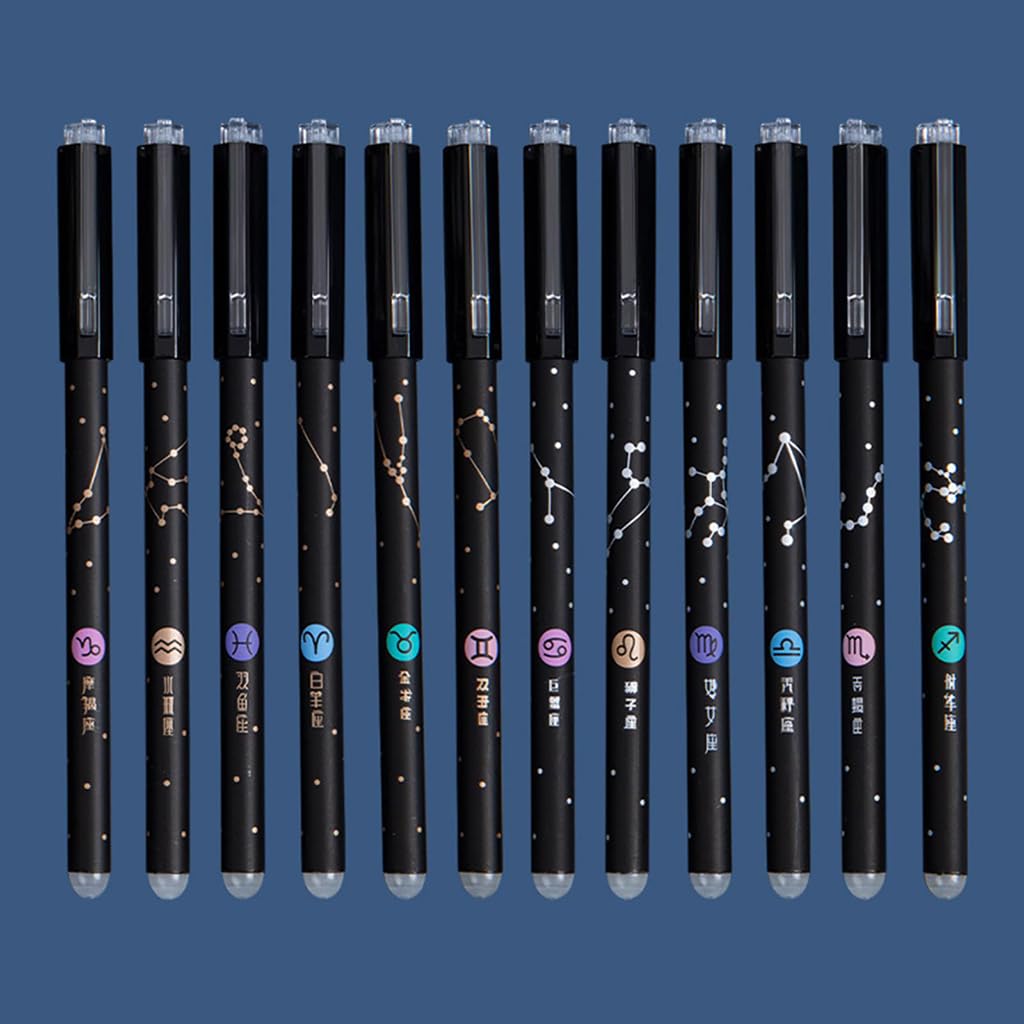 Zibuyu Erasable Gel Pens for School and Office with 0.5mm Fine Point | Constellation Design Set of 12