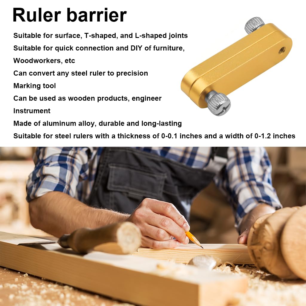 Serplex Sliding Stop for Steel Ruler with Ergonomic Locking System and Aluminum Alloy Build | Ideal for Woodworking and DIY Measuring Tasks