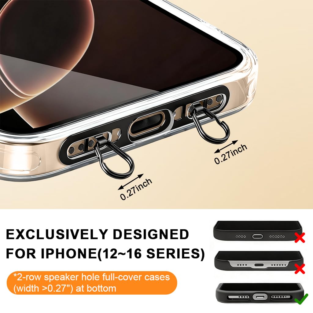 ZORBES Metal Phone Tether Tab for Cell Phones with Dual Hook and 0.4mm Stainless Steel | Prevents Falling and Loss