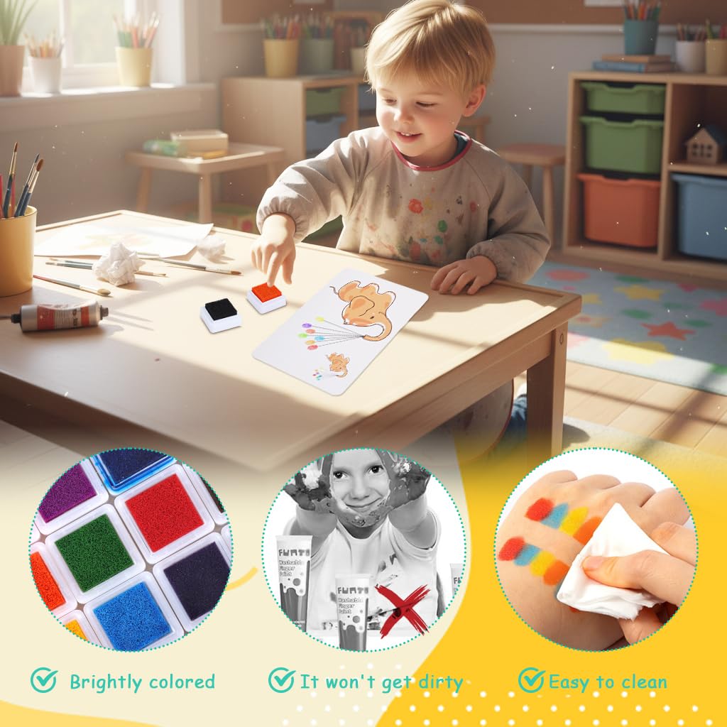 PATPAT Finger Painting Kit for Kids with 12 Washable Colors and 30 Drawing Cards | Non Toxic Art Set
