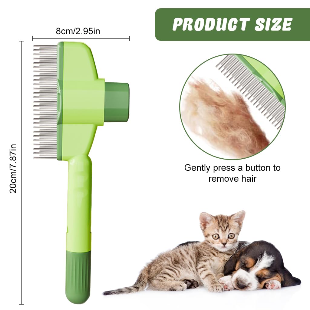 Qpets® Dog Grooming Brush Steel Slicker Brush Dog Hair Brush Dog Comb Cat Hair Brush Self Cleaning Slicker Brush Remove Mat Shedding and Grooming Brush for Pet Hair Brush for Pet