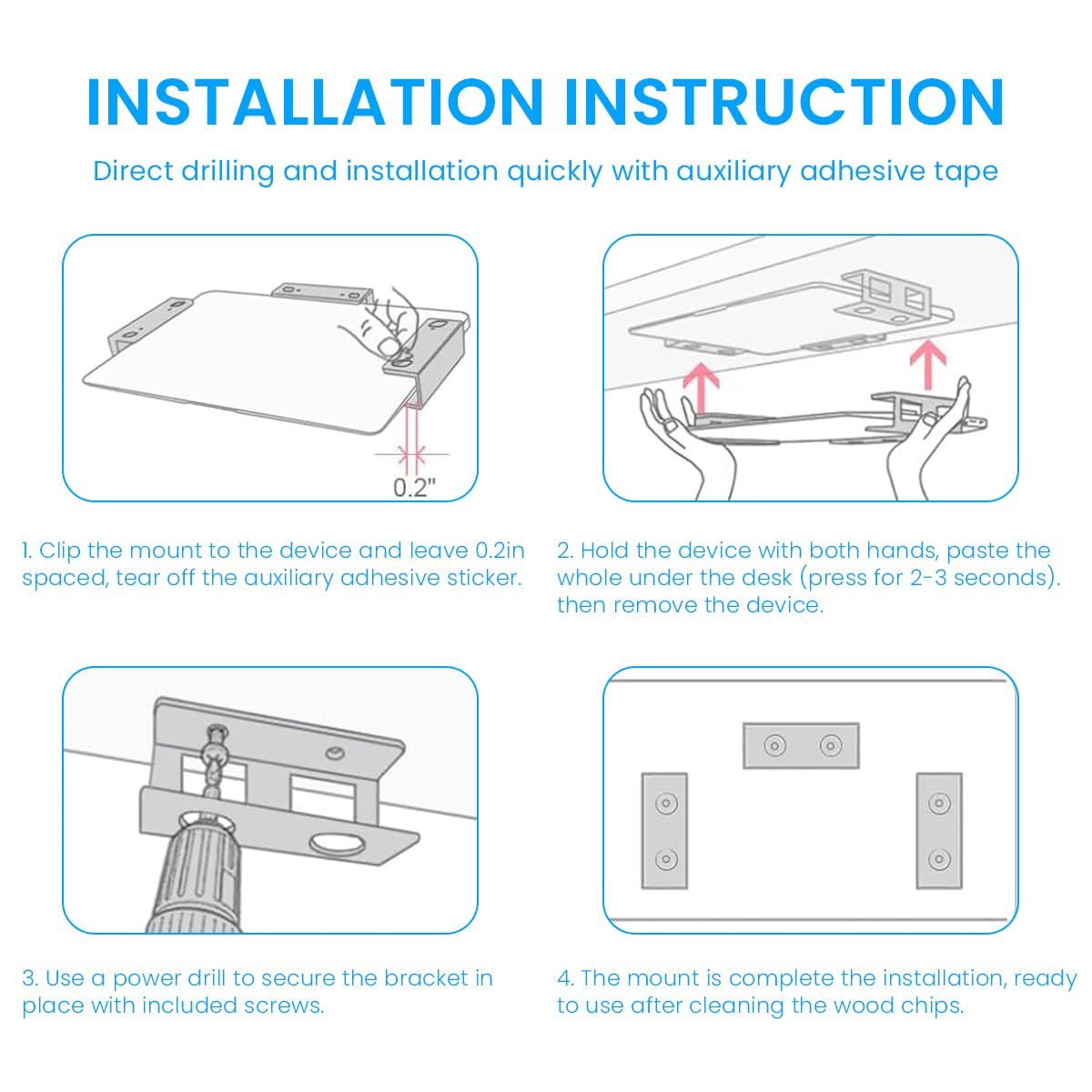 ZORBES Laptop Holder for Under Desk Storage with Screw Mount Metal Rack & Silicone Protection