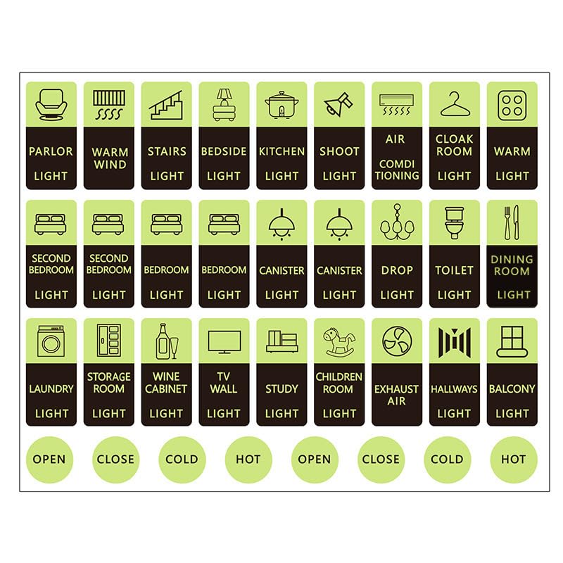 HASTHIP® Transparent Black and White Switch ID Sticker 4 Sheet, 52 Unique Designs,468pcs Total for Electric Board Appliances Stickers for Switch Board for Home Wall Switches