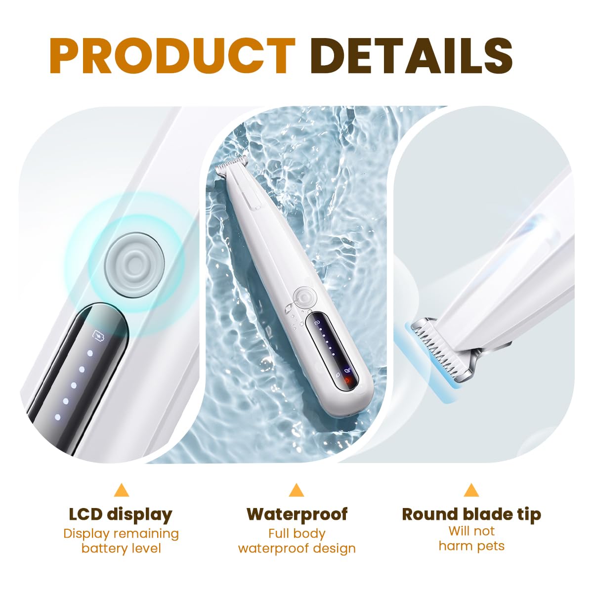 Qpets Dog Paw Hair Trimmer with 18mm Head and LED Light for Paws Ears and Butt | USB Rechargeable