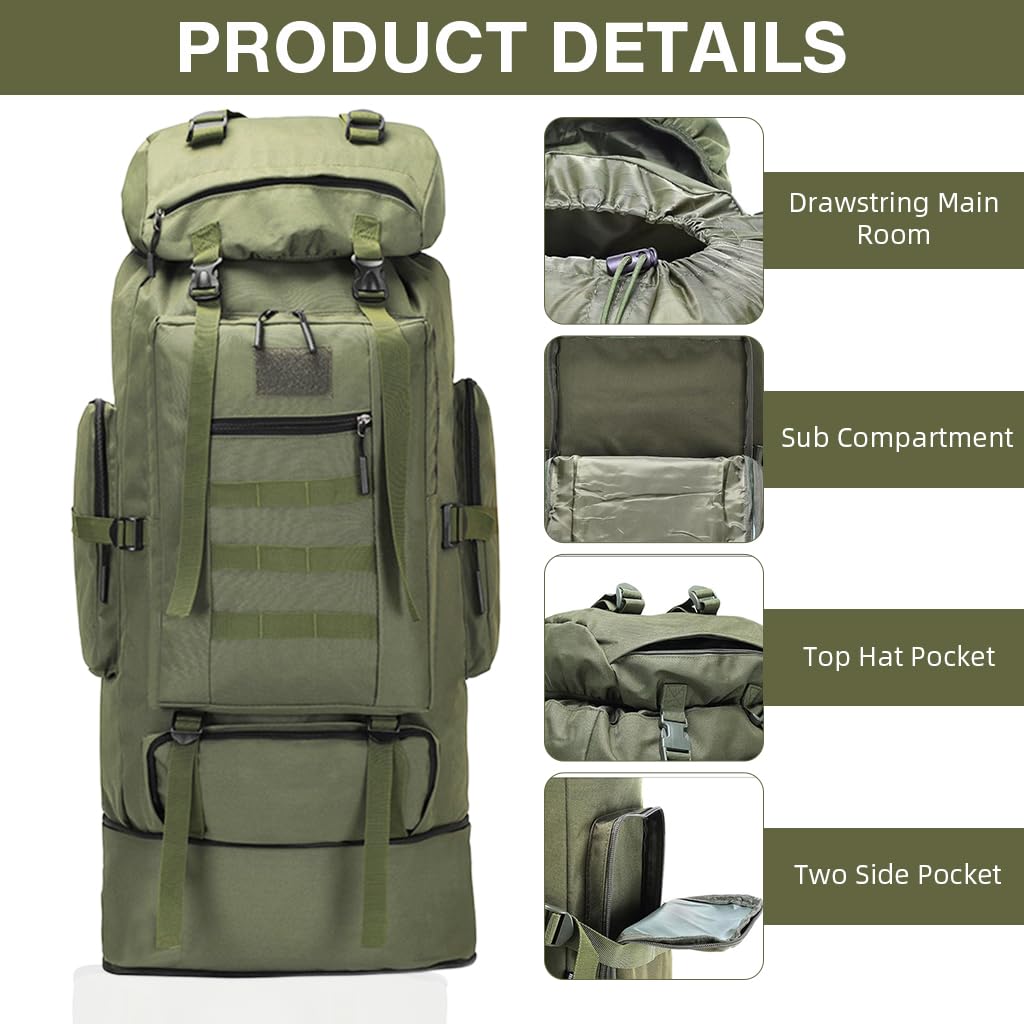 Proberos Travel Backpack for Hiking and Camping with 100L Capacity and Ergonomic Support | Waterproof 500D Polyester Rucksack