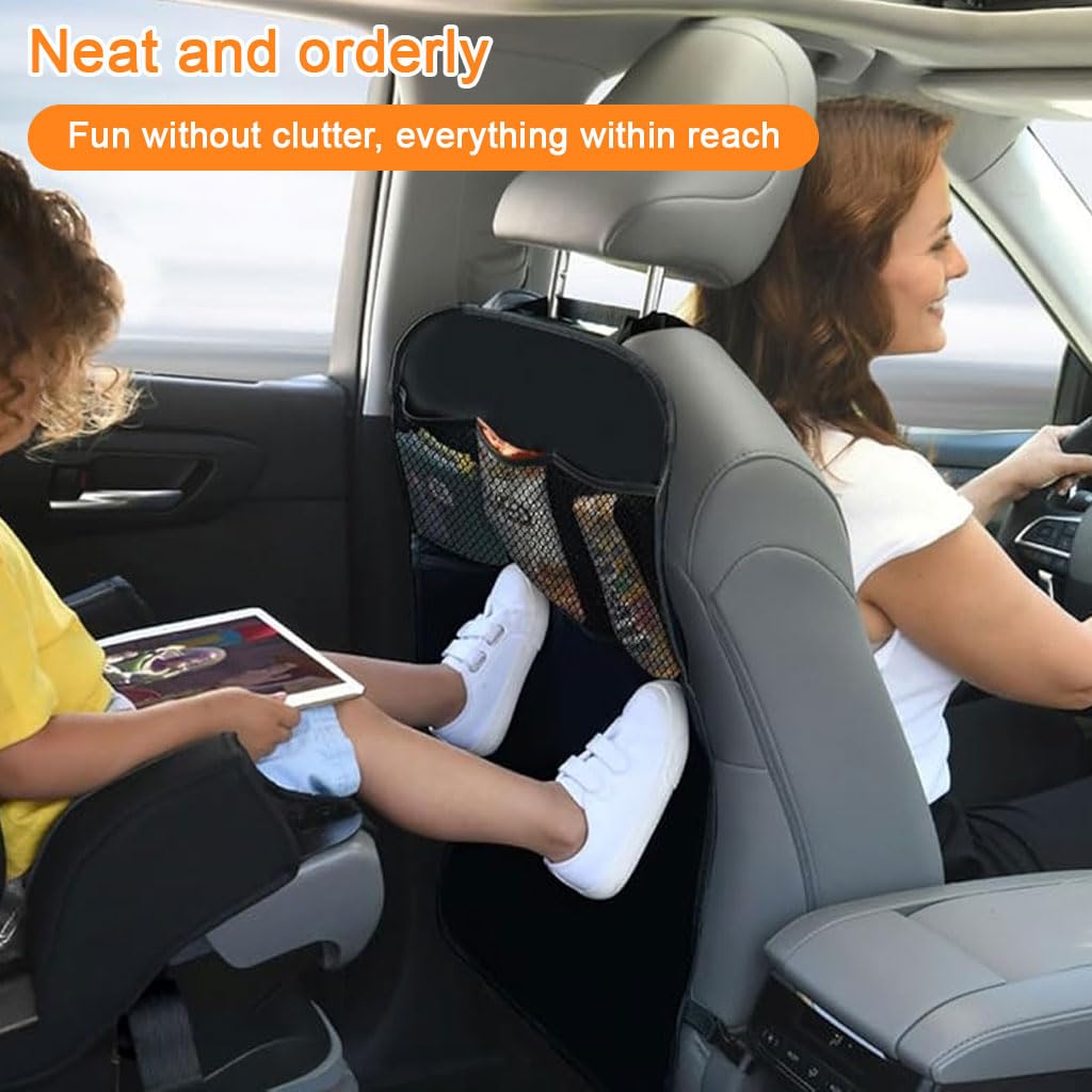 STHIRA Car Back Seat Organizer for Kids & Pets with 3 Mesh Pockets | 2Pcs Waterproof Cover